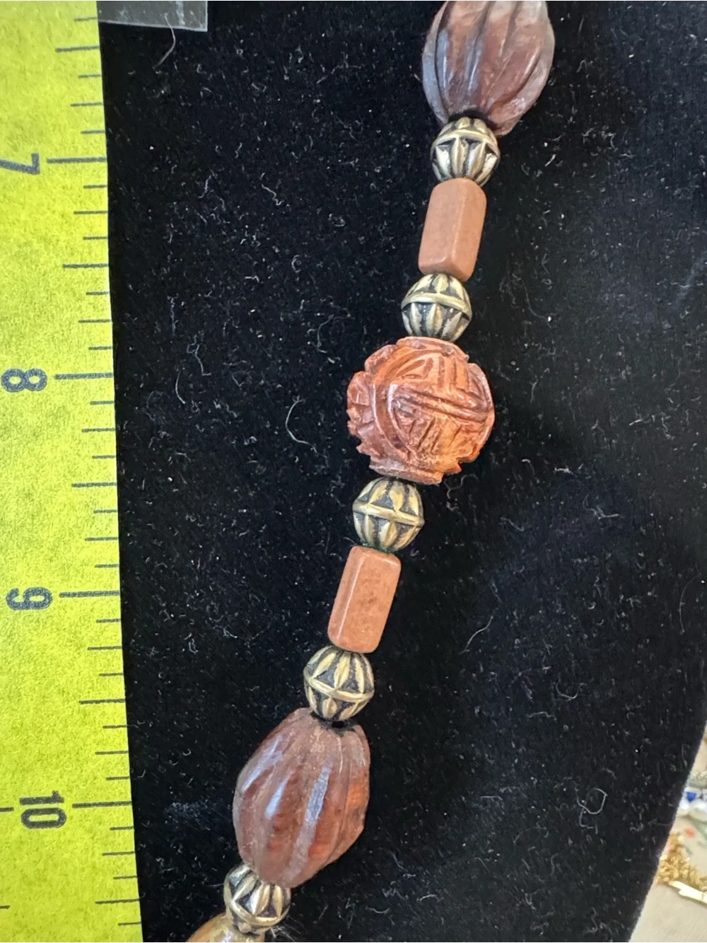 Wood Bead Cross Necklace in Brown tones and faith cross bracelet